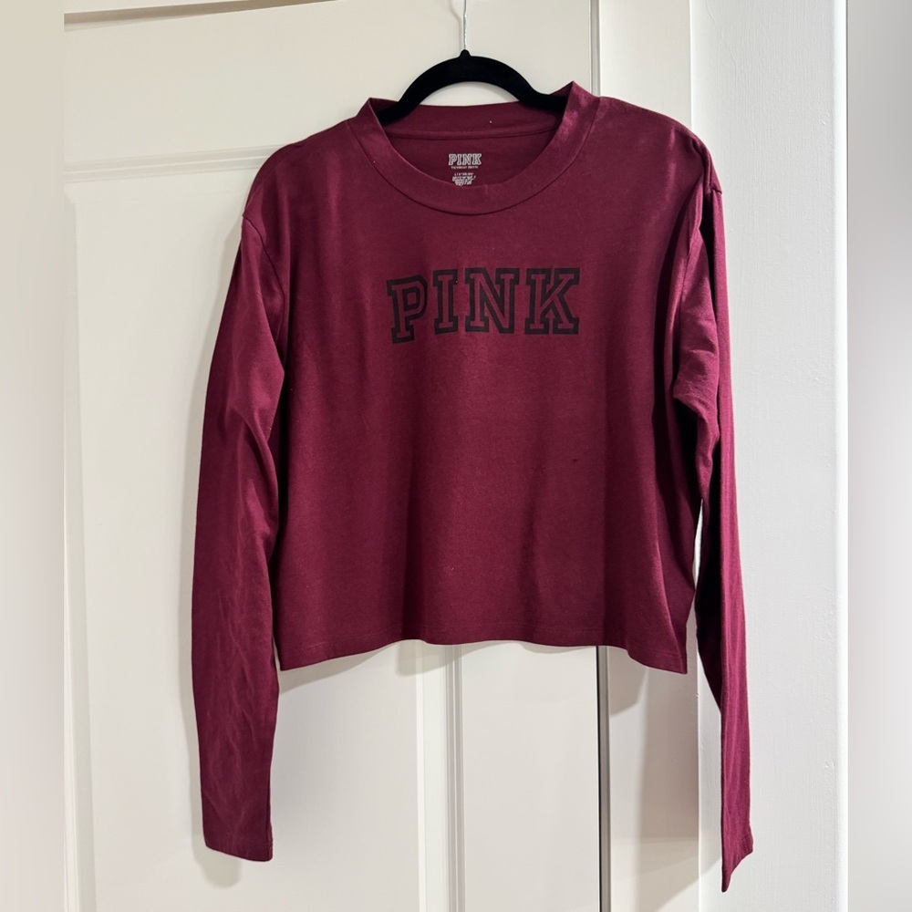 PINK Victoria's Secret Maroon Long Sleeve Tee - Picture 2 of 5
